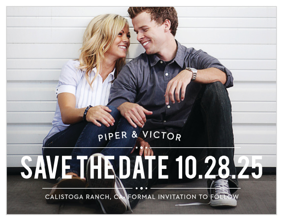 The Perennial Playbill Save The Date is a great way to share your information with your family and friends. The beautiful text banner is the perfect compliment to your picture. Set the colors, font and text to show off your amazing personality!