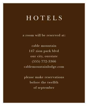 Let your guests know where they will be staying, while in town for your event, with our Sheer Overlay Accommodation Cards!