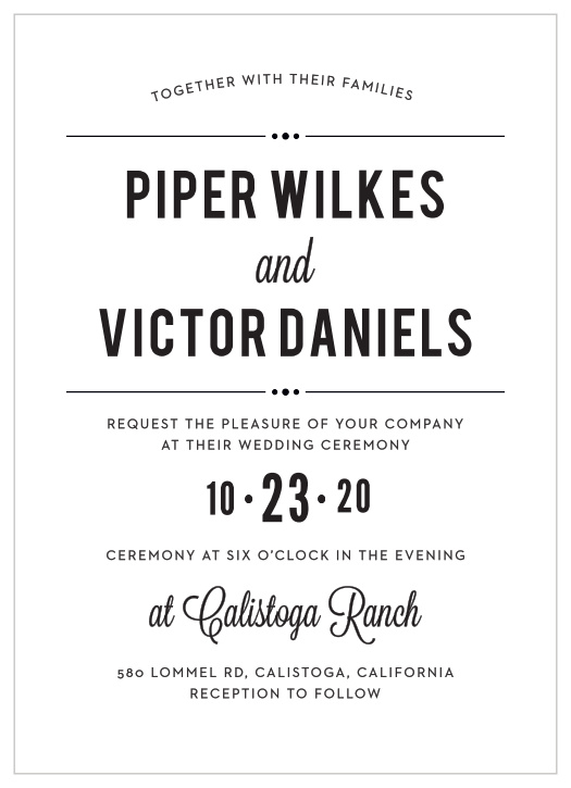 Add a bit of dramatic flair to your event with the Perennial Playbill Wedding Invitation.
