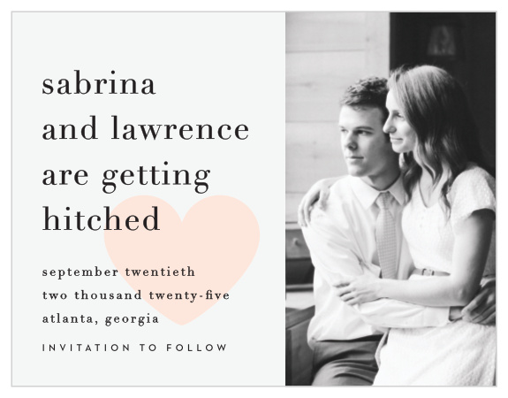 Make a bold impression with our Heart to Heart Save the Date Magnets.