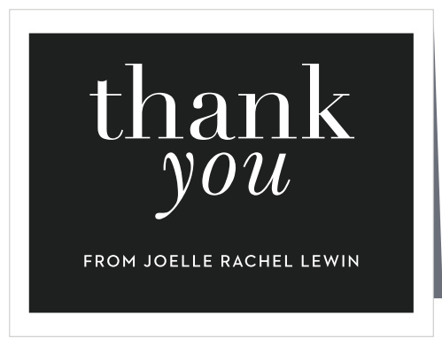 Wrap up your perfect Bat Mitzvah experience with the Bold Names Thank You cards. Designed to match the Bold Names Bat Mitzvah suite, these cards are customizable to match your theme. Your guests will never forget how put together your Bat Mitzvah was!