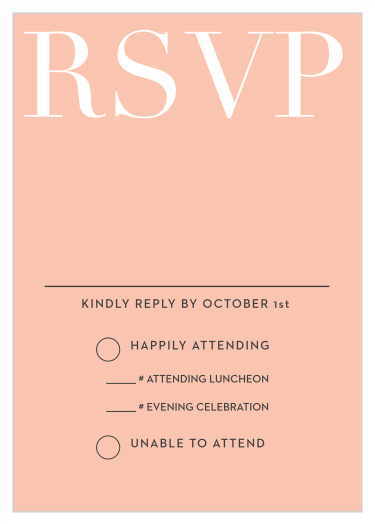 The Formal Type Bat Mitzvah RSVP Cards are designed to perfectly match and compliment the similarly-named invitation suite. Match the colors and get a headcount for your celebration!