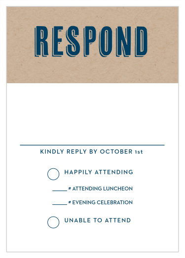 The Rustic Kraft Bar Mitzvah RSVP Cards are designed to perfectly match and compliment the similarly-named invitation suite. Match the colors fonts to your theme and get a headcount for your celebration!