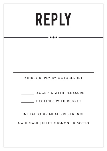 The Perennial Playbill RSVP card is the perfect compliments to the rest of your invitation suite.