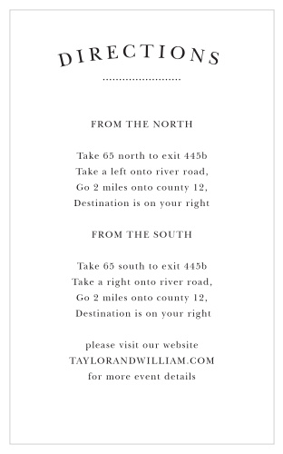 Treat your guests by including the Elegant Vintage Direction Cards in your wedding stationery.