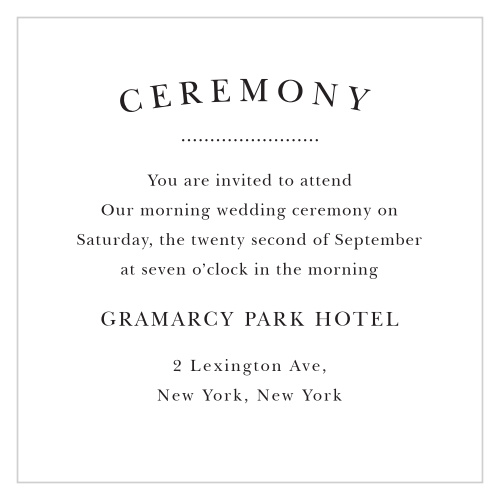 When all is said and done, the actual wedding ceremony is the most important part of the wedding so make sure the most important people get there with the Elegant Vintage Ceremony Cards!