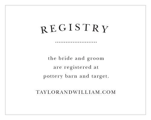 Please Visit Our Registry Cards, Wedding Gift Registry Invitation