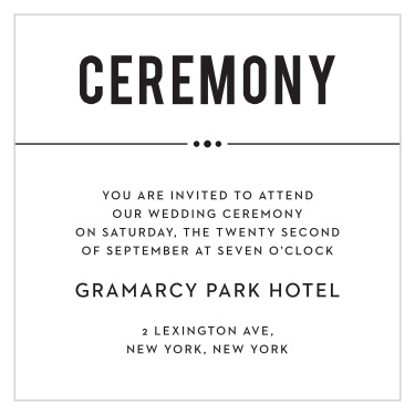 Send out personalized invitations to the grand even of your wedding ceremony with the Perennial Playbill Ceremony cards.