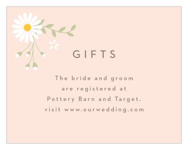 Our Summer Daisy Registry Cards let family and friends know where you have registered for wedding gifts.