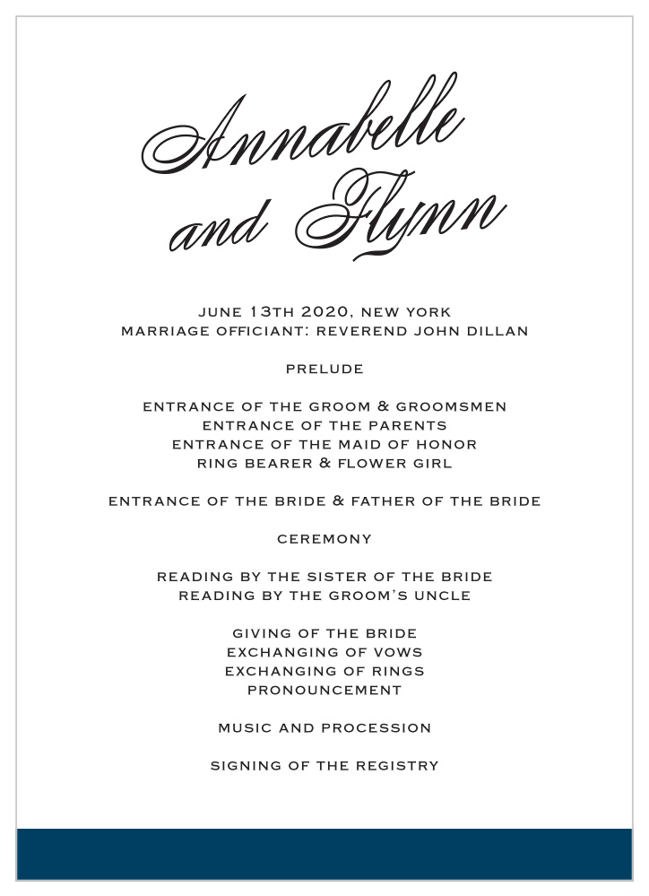 Statement Script Wedding Programs