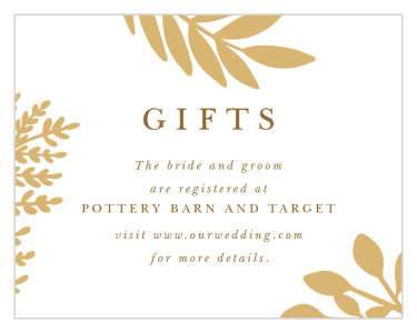 Include our Autumn Leaves Registry Cards in your wedding suite to let your guests know where you've posted your gift wishlists!