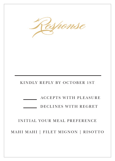 With its simplistic design your guests will love giving you their response on the Ampersand Foil Response Card.