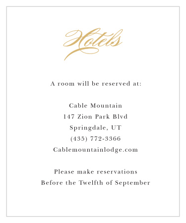 This simple and delicate accommodation card is a great additional to your Ampersand Foil invitation suite. Customize this card to match your wedding theme! 
