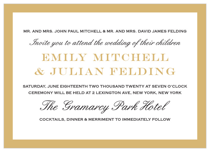 The Classic Border Foil Wedding Invitation delivers refined elegance with bold lines and clean spacing.