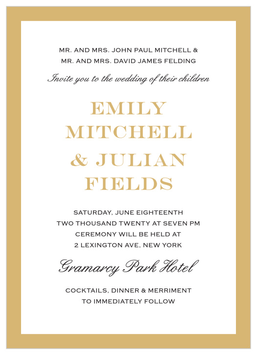 The Classic Border Foil Wedding Invitation delivers refined elegance with bold lines and clean spacing.