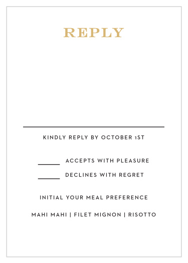 The Vintage Ticket Foil RSVP gives your guest a simple way to respond to your big day!