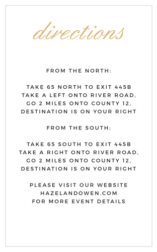 Minimalist Typography Foil Direction Cards