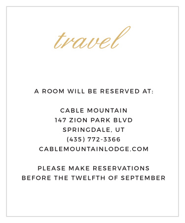 Minimalist Typography Foil Accommodation Cards