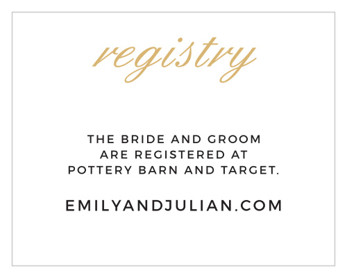 Minimalist Typography Foil Registry Cards