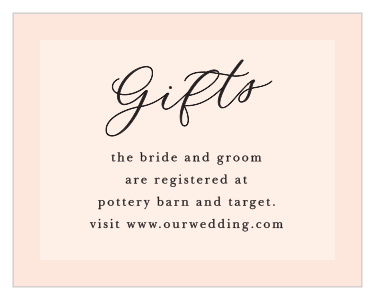 Our Lovely Photo Registry Cards let family and friends know where you have registered for wedding gifts.
