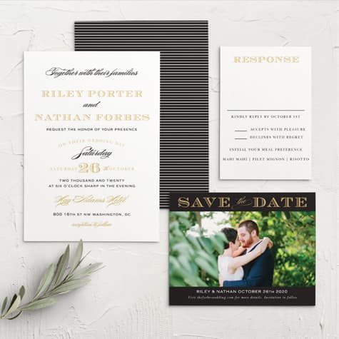 Traditional Sophistication Foil Wedding Invitations 