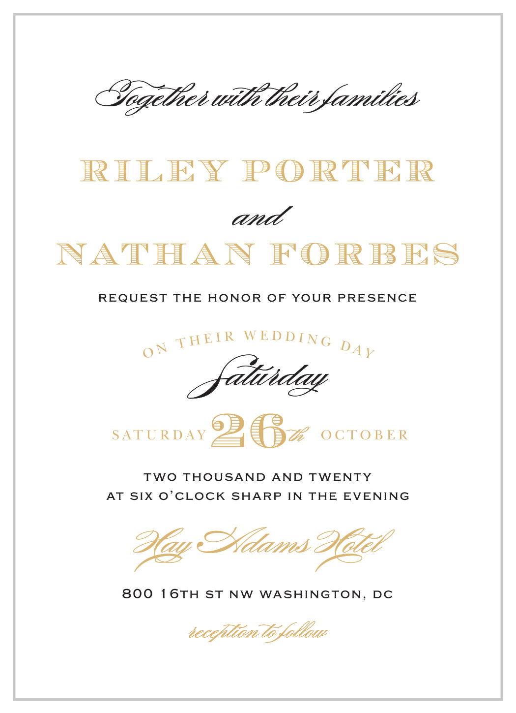 Traditional Sophistication Foil Wedding Invitations 