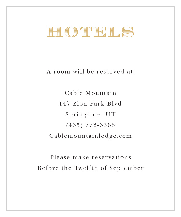 Traditional Sophistication Foil Accommodation Cards