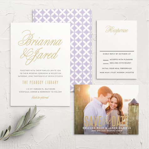 Traditional Script Foil Wedding Invitations