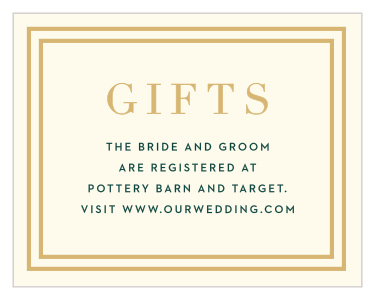 Let family and friends know where you have registered for wedding gifts with our Elegant Overlap Registry Cards.