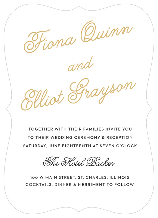 Dainty and refined, the Sweetheart Script Foil Wedding Invitations are a charming typographic design featuring an elegant script font.