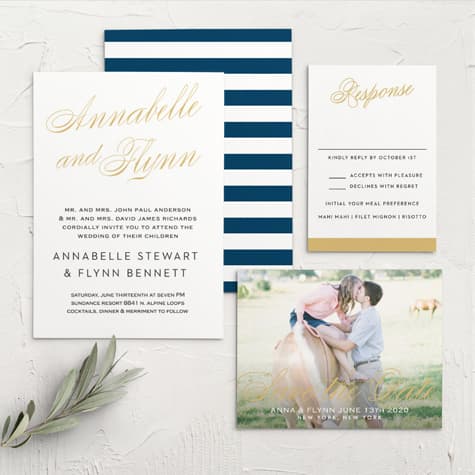 Statement Script Foil Wedding Invitations