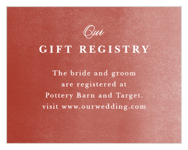 Inform family and friends where you have registered for wedding gifts with our Happy Couple Registry Cards.