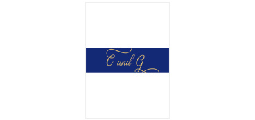 The Script Emblem Foil Belly Band is a decorative accessory for your wedding suite. Customize the color, font and text to fit your theme.