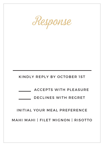 The Script Emblem Foil response card is the perfect addition to your invitation. 