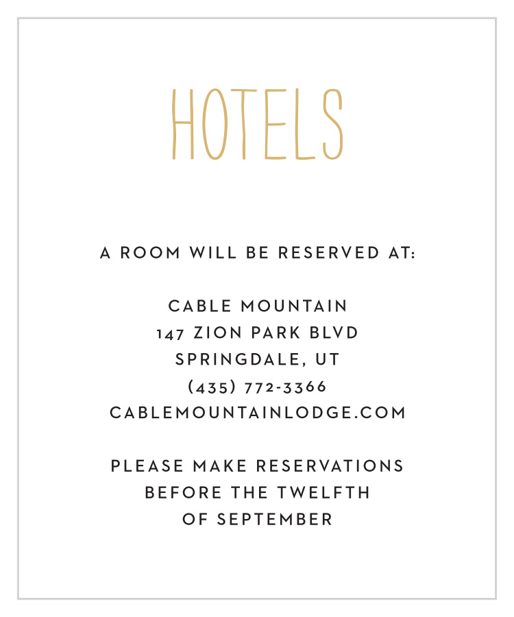 Rustic Type Foil Accommodation Cards