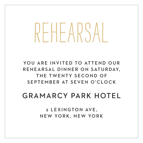 The Rustic Type Foil Ceremony Card is a great addition to any suite, give your guests all the details they need to attend your big day. Customize it to match the rest of your invitation suite by changing color, texts and pictures.