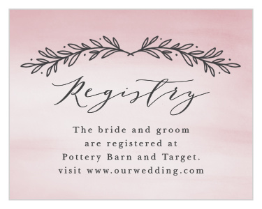 Our Watercolor Initials Registry Cards inform family and friends where you would like your wedding gifts from.