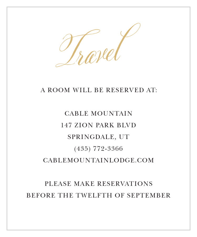 Romantic Calligraphy Foil Accommodation Cards