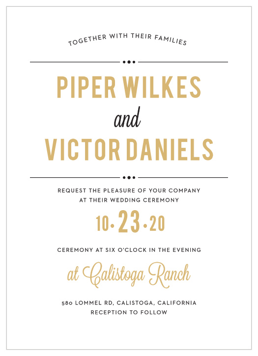 Add a bit of dramatic flair to your event with our Perennial Playbill Foil Wedding Invitation.