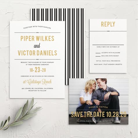 Perennial Playbill Foil Wedding Invitations