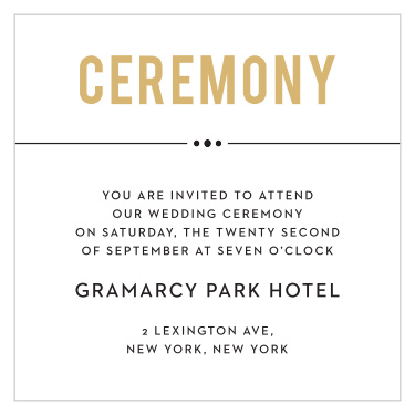 Send out personalized invitations to the grand even of your wedding ceremony with our Perennial Playbill Foil Ceremony cards.