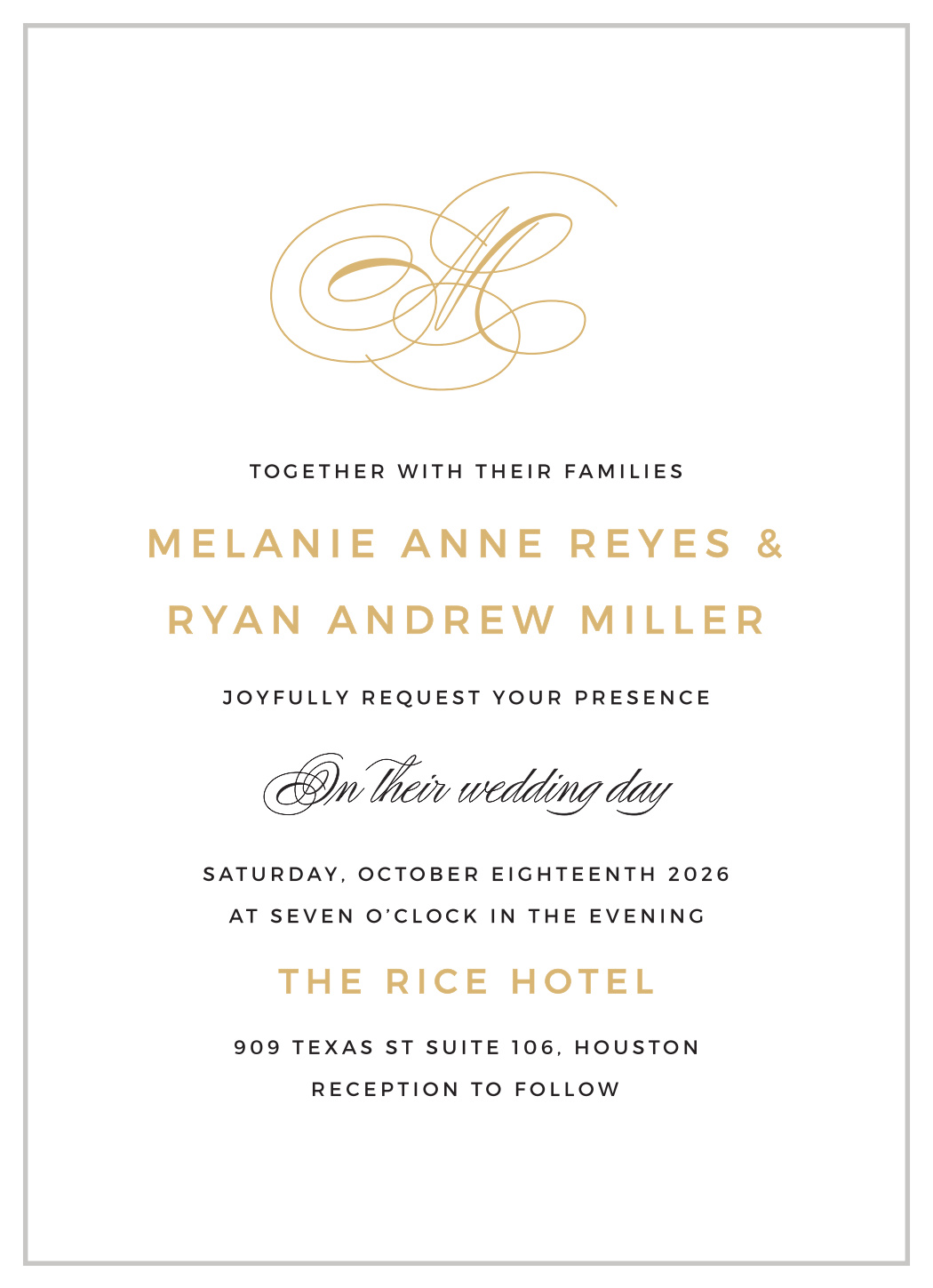 Charmed Monogram Foil Wedding Invitations