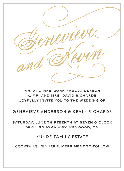 Typography Wedding Invitations | Black Tie Collection