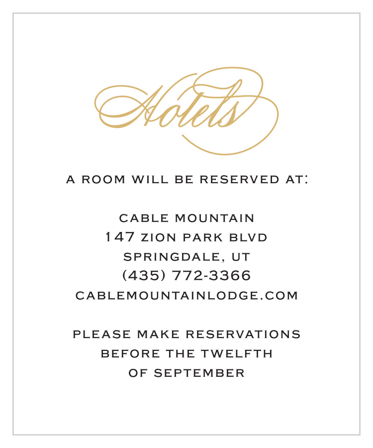 Glamorous Typography Foil Accommodation Cards 