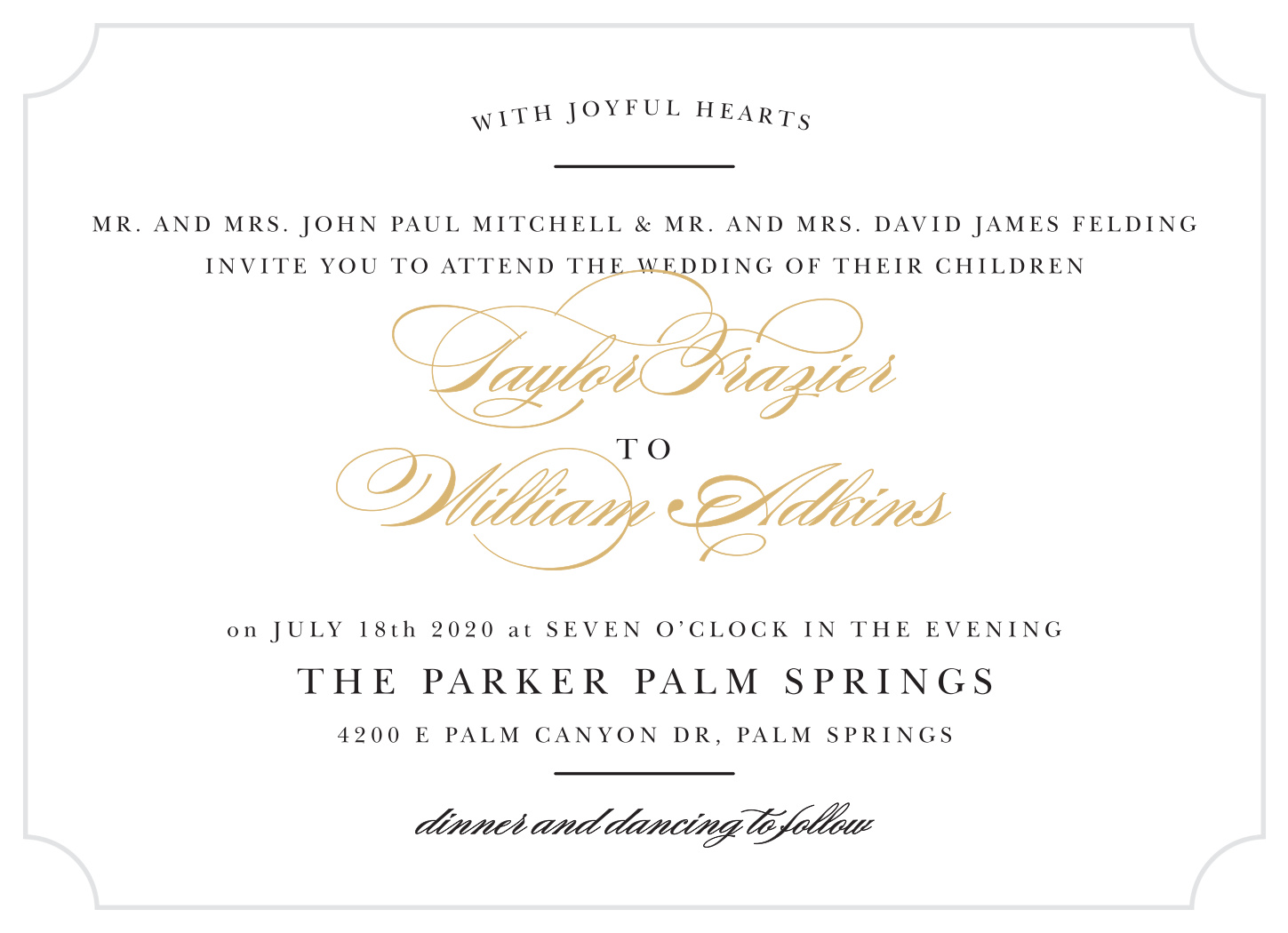 Elegant Vintage Foil Landscape Wedding Invitation