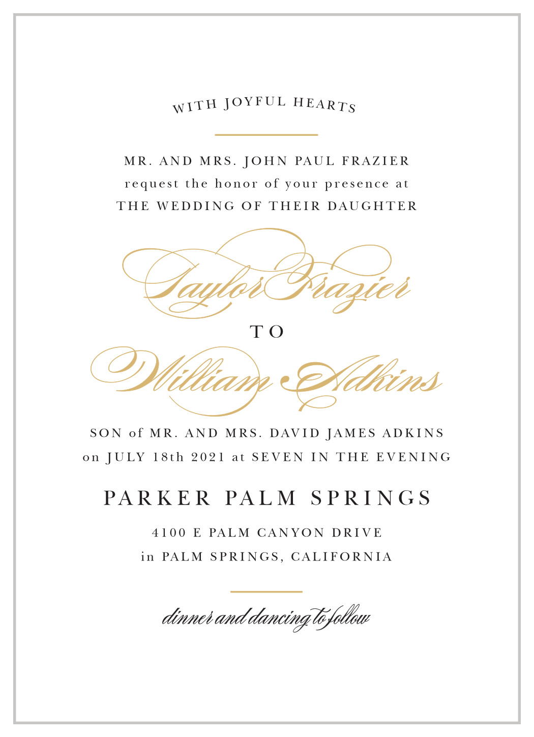 Formal shop wedding invitations