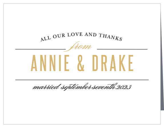 Inviting guests and thanking guests are just as important, so don't forget your thank you cards! The Destination Weekend Foil Thank You Cards are the perfect match to the Destination Weekend Foil Suite, or customize them to fit any other suite or theme!