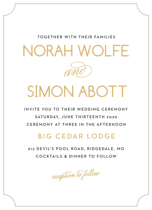 The Deco Type Foil Wedding Invitations chic use of typography and its Art Deco influences make it a sumptuous card sure to impress your guests.