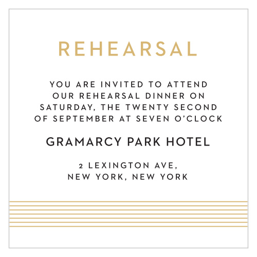 The Deco Type Foil Ceremony card is the perfect match to the invitation. Add the details of your ceremony including times and location. Change the colors, texts and fonts to match your theme!