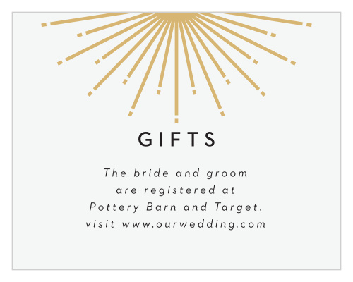 Let your guests know where you've listed your gift wishlists, with our Ornamental Badge Registry Cards!